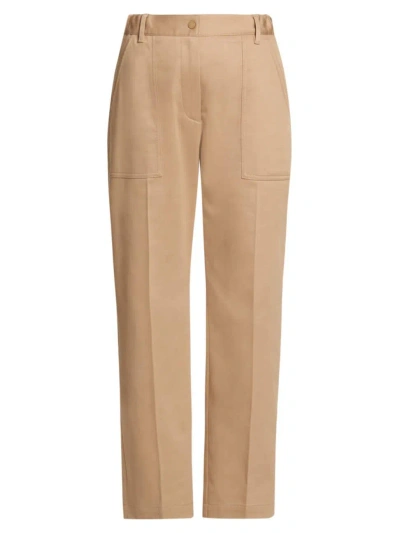 Moncler Women's Cotton-blend Wide-leg Trousers In Beige