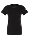 Moncler Women Cotton Jersey T-shirt With Logo Patch In Black