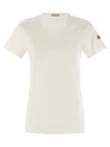 Moncler Women Cotton Jersey T-shirt With Logo Patch In Cream