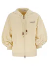 Moncler Women Cotton Sweatshirt With Hood And Zip In Neutral