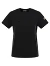 Moncler Women Cotton T-shirt With Tone-on-tone Embroidered Logo In Black