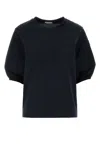 Moncler Black Solid Crew Neck T-shirt In Blue