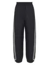 Moncler Twill Cotton Bush Trousers With Side Stripes In Black