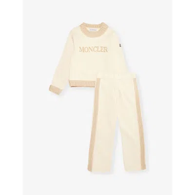 Moncler Womens Cream Brand-embroidered Cotton Sweatshirt And Jogging Bottoms Set 4-6 Years