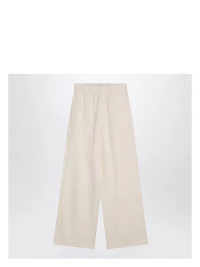 MONCLER WOMEN'S CREAM-COLORED COTTON TROUSERS