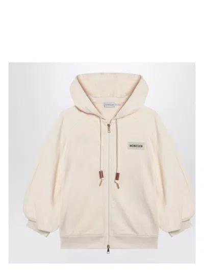MONCLER WOMEN'S CREAM-COLORED ZIP-UP SWEATSHIRT
