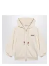 Moncler Logo Patch Zip-up Sweatshirt In White
