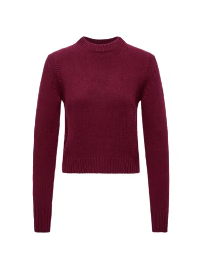 Moncler Women's Crew Neck Sweater In Wool And Cashmere In Burgundy