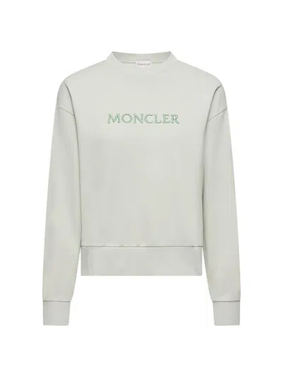 Moncler Women's Crew Neck Sweatshirt In Cotton In Green