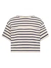 Moncler Cotton T-shirt With Striped Pattern In Neutral