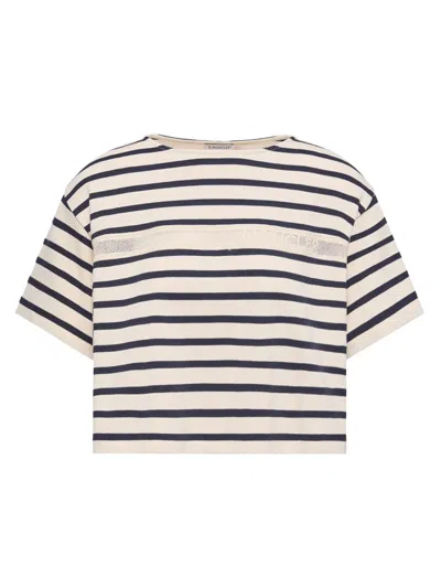 MONCLER WOMEN'S CREW NECK T-SHIRT IN COTTON