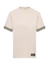 Moncler Women Crochet-trimmed Cotton Logo T-shirt Cream