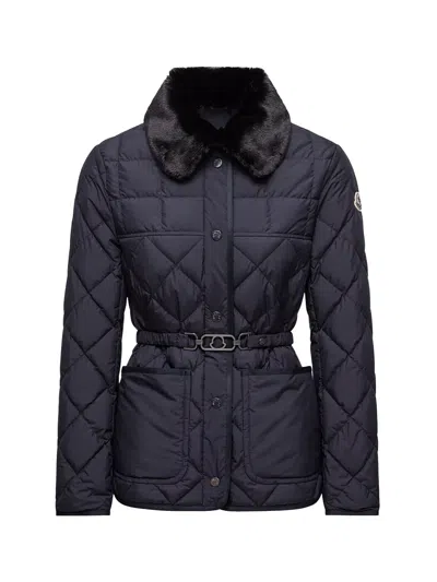 Moncler Women Cygne Diamond-quilted Short Down Jacket Navy