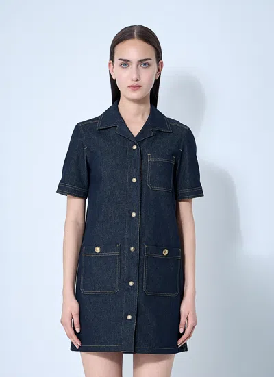 Moncler Women Denim Mini Dress In Blue