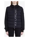 Moncler Cropped Black Sweatshirt With Padded And Smooth Fabric Design In Black