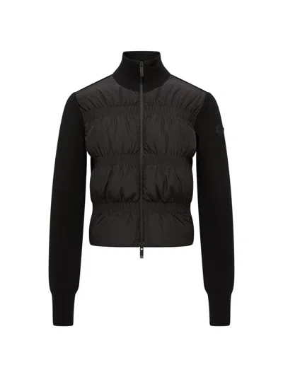 Moncler Women's Down Filled Cardigan In Wool In Black
