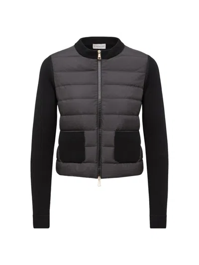 Moncler Women's Down Filled Cardigan In Wool In Black