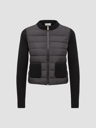Moncler Women's Down Filled Cardigan In Wool In Black