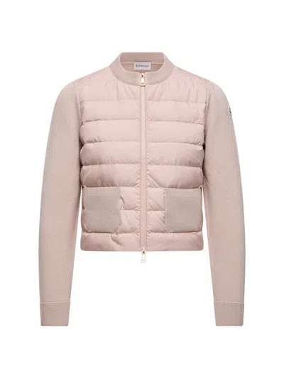 Moncler Women's Down Filled Cardigan In Wool In Sand
