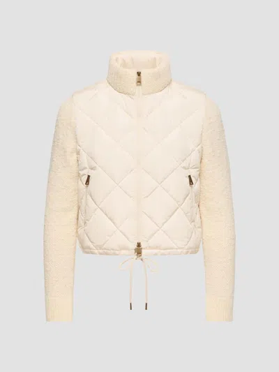 Moncler Women's Down-filled Cardigan In Cotton Blend In Brown