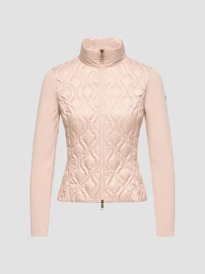 Moncler Women's Down-filled Cardigan In Cotton In Pink