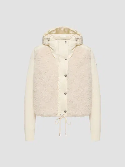 Moncler Women's Down-filled Cardigan In Wool And Cashmere Blend In White