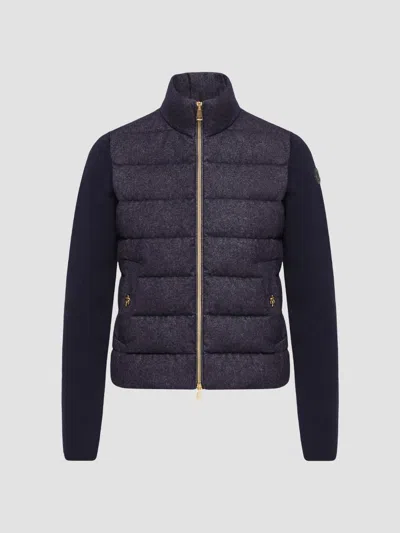 Moncler Women's Down-filled Cardigan In Wool And Cashmere In Blue