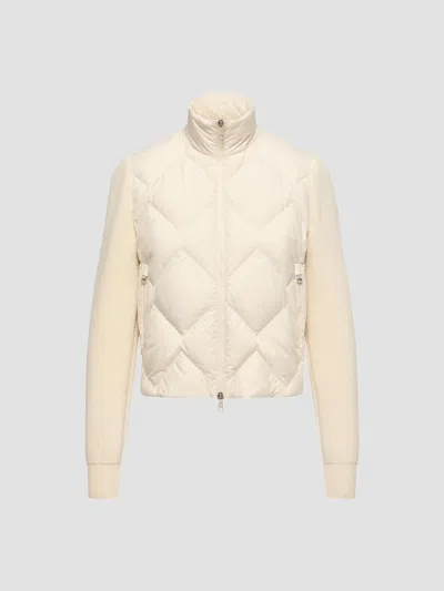 Moncler Women's Down-filled Cardigan In Wool And Cashmere In White