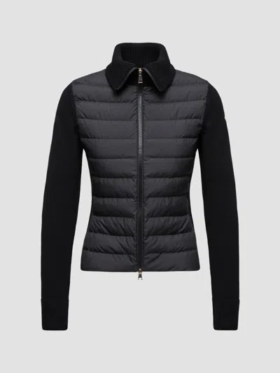 Moncler Women's Down-filled Cardigan In Wool In Black