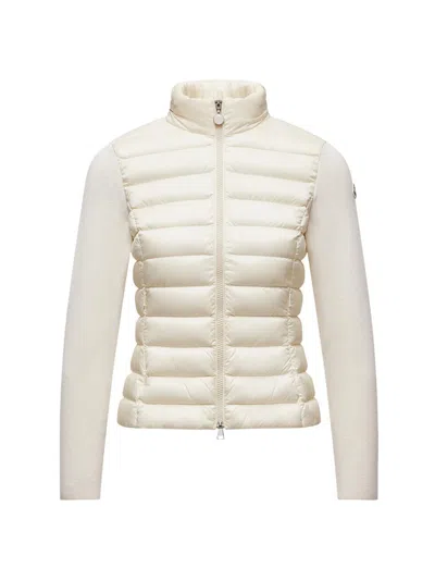 Moncler Women's Down-filled Cardigan In Wool In White