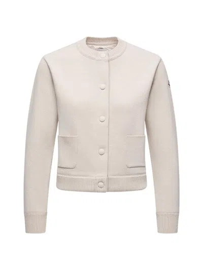 Moncler Women's Down-filled Cardigan In Wool In White