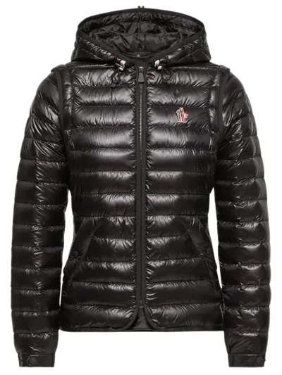 Moncler Women's Down-filled Coat With Detachable Sleeves, Size 0 In Black