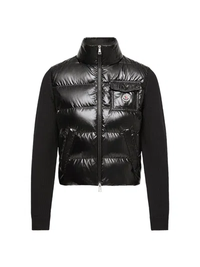Moncler Women's Down-filled Zip-up Cardigan In Wool In Black