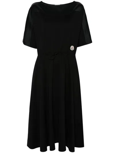 Moncler Panelled A-line Midi Dress In 999