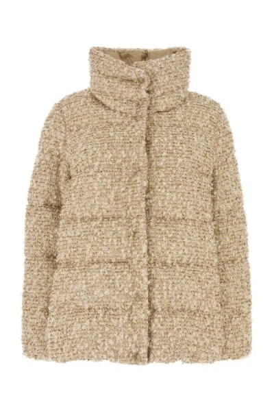 Moncler Cochelle Checked Tweed Down Jacket In Neutral