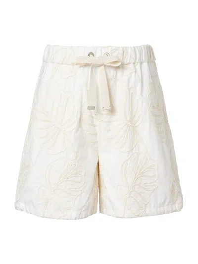 Moncler Cotton Bermuda Shorts For Women In White