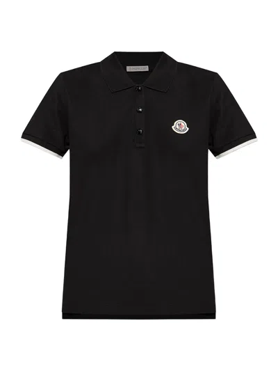 Moncler Women Embroidered Logo Polo Shirt Black