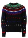 Moncler Grenoble Embroidered Wool Blend Tricot Sweater In Black