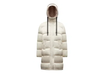 Pre-owned Moncler Women's Erysimum Long Down Jacket In Butter White