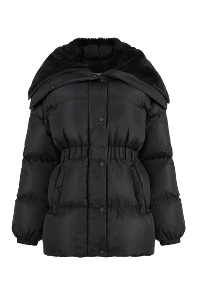 Moncler Women's Faux Fur Collar Down Jacket In Black