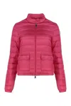 Moncler Full Zip Down Jacket With Quilted Design In Pink