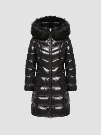 Moncler Fulmarusse Faux-fur Trim Coat In Black