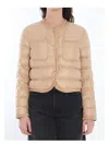 Moncler Gencay Snap Button Fastening Down Jacket In Beige