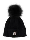 Moncler Cable-knit Cashmere And Wool-blend Beanie In Black