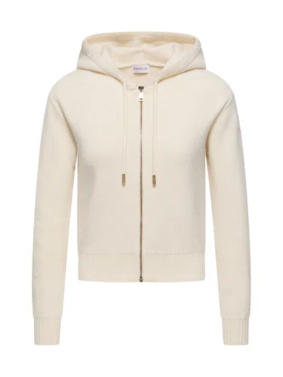 Moncler Women's Hoodie In Wool & Cashmere In White