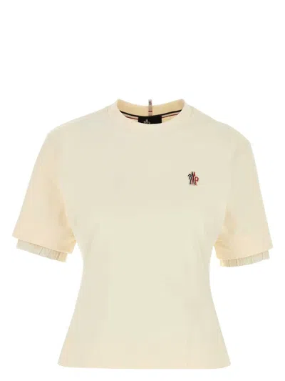 MONCLER WOMEN'S IVORY STRETCH COTTON T-SHIRT