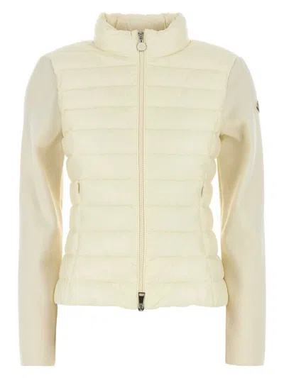 MONCLER WOMEN'S IVORY WOOL BLEND CARDIGAN