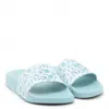 Moncler Women's Jeanne Blue Logo Rubber Slides Shoes In Blue