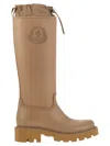 Moncler Kickstream Leather Tall Rain Boots In Brown