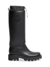 Moncler Kickstream Rubber Knee High Boots Drawstring In Black
